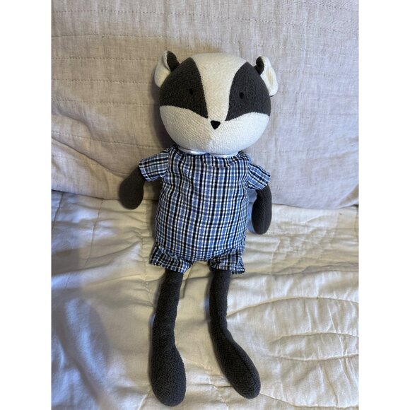 Manhattan Toy Racoon Easter Brunch Plush weighted bottom  tartan  nursery decor - Picture 5 of 12